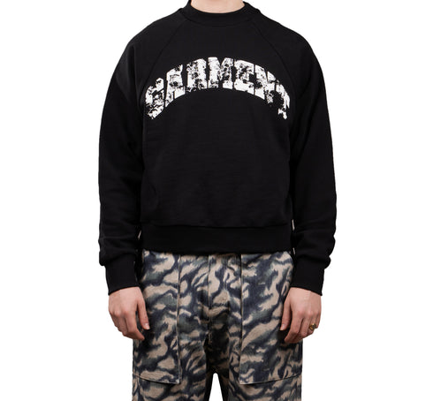 Chaos Black Distressed Arch Logo Crewneck